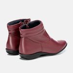 Bota Feminina Cano Curto Flat Cecília Em Couro Bordô 
