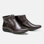 Bota Feminina Cano Curto Flat Cecília Em Couro Café 