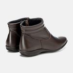Bota Feminina Cano Curto Flat Cecília Em Couro Café 