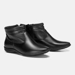 Bota Feminina Cano Curto Flat Cecília Em Couro Preto 