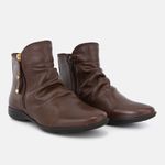 Bota Feminina Flat Helena Em Couro Chocolate 
