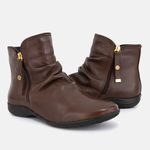 Bota Feminina Flat Helena Em Couro Chocolate 