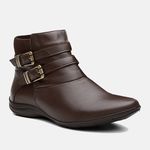 Bota Feminina Flat Ayla em Couro Café