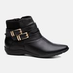 Bota Feminina Flat Ayla em Couro Preto