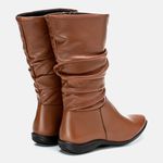 Bota Feminina Cano Médio Enrugado Vittoria em Couro Caramelo