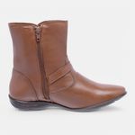 Bota Feminina Cano Curto Flat Fiorella Em Couro Caramelo 