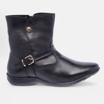 Bota Feminina Cano Curto Flat Fiorella Em Couro Preto 