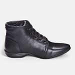 Bota Feminina Flat Martina Em Couro Preto 