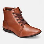 Bota Feminina Flat Martina Em Couro Caramelo 