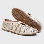 Sapatilha Feminina Eliza em Couro dobrável Off White