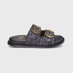 Sandália Papete Feminina Maia em Ráfia Preto