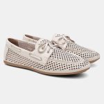 Mocassim Feminino Olívia em Couro Off White