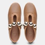 Sapatilha Feminina Selena em Couro dobrável Caramelo