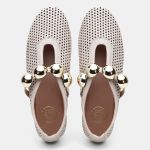 Sapatilha Feminina Selena em Couro dobrável Off White