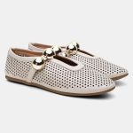 Sapatilha Feminina Selena em Couro dobrável Off White