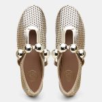 Sapatilha Feminina Selena em Couro dobrável Ouro Light 