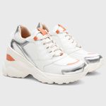 Tênis Feminino Zoe Branco/Prata/Laranja 