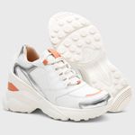 Tênis Feminino Zoe Branco/Prata/Laranja 