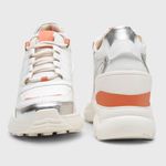 Tênis Feminino Zoe Branco/Prata/Laranja 