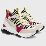 Tênis Feminino Plataforma Eloá Off/Zebra/Pink 