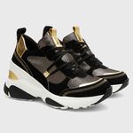 Tênis Feminino Plataforma Eloá Preto/Dourado 