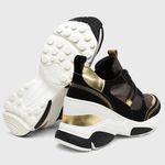 Tênis Feminino Plataforma Eloá Preto/Dourado 