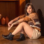 Bota Feminina Flat Helena Em Couro Preto 