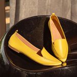 Mocassim Feminino Ana em Couro Amarelo
