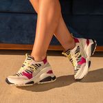 Tênis Feminino Plataforma Eloá Off/Zebra/Pink 