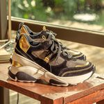 Tênis Feminino Plataforma Eloá Preto/Dourado 