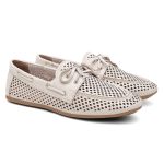 Mocassim Feminino Olívia em Couro Off White