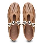 Sapatilha Feminina Selena em Couro dobrável Caramelo