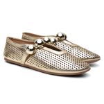 Sapatilha Feminina Selena em Couro dobrável Ouro Light 