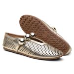 Sapatilha Feminina Selena em Couro dobrável Ouro Light 