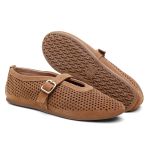 Sapatilha Feminina Eliza em Couro dobrável Caramelo