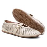 Sapatilha Feminina Eliza em Couro dobrável Off White