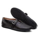 Sapatilha Feminina Eliza em Couro dobrável Preto