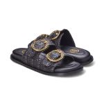 Sandália Papete Feminina Maia em Ráfia Preto