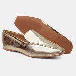 Mocassim Feminino Daniela em Couro Ouro