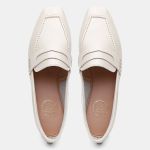 Mocassim Feminino Alice em Couro Off White