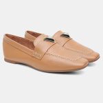Mocassim Feminino Rita em Couro Caramelo