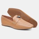 Mocassim Feminino Rita em Couro Caramelo