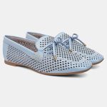 Mocassim Feminino Laura em Couro Blue