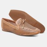 Mocassim Feminino Laura em Couro Caramelo