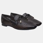 Mocassim Feminino Laura em Couro Preto