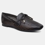Mocassim Feminino Laura em Couro Preto