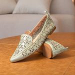 Mocassim Feminino Sara em Couro Verde Alga