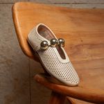 Sapatilha Feminina Selena em Couro dobrável Off White