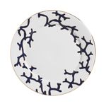 Conjunto 6 Pratos Raso Branco C/ Azul Coral Blue