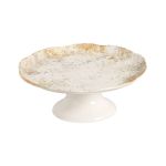 Prato De Bolo Com Pé Aspen Bege Scalla